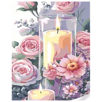 Pictură pe numere Strateg Un buchet de flori cu o lumânare GS1605 50 x 40 cm / Verticală