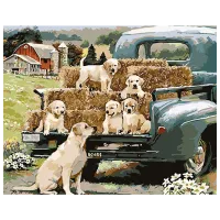 Картина по номерам Strateg Собачья семья на ферме GS1620 50 x 40 см / Горизонтальная