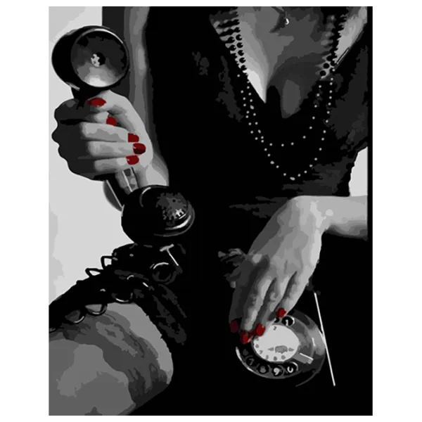 Pictură pe numere Strateg Femeie cu telefon HH035 50 x 40 cm / Verticală photo 1 Pictură pe numere Strateg Femeie cu telefon HH035 50 x 40 cm / Verticală photo 1