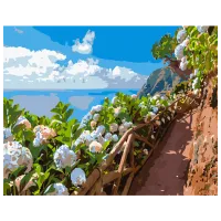 Картина по номерам Strateg Цветы у тропы GS1011 50 x 40 см / Горизонтальная