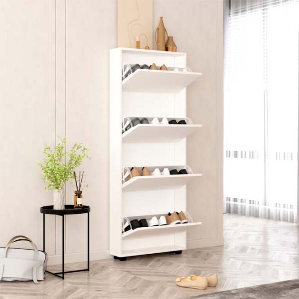 Dulap pentru încălțăminte Mobildor-Lux LEO Slim 164 x 80 x 16 /White /White photo 2