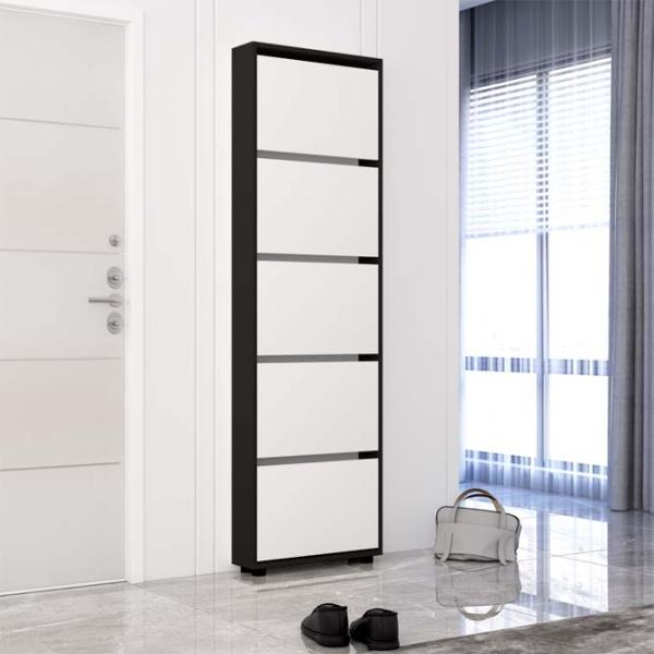 Dulap pentru încălțăminte Mobildor-Lux LEO Slim 203 x 80 x 16 /Anthracite /Anthracite photo 2
