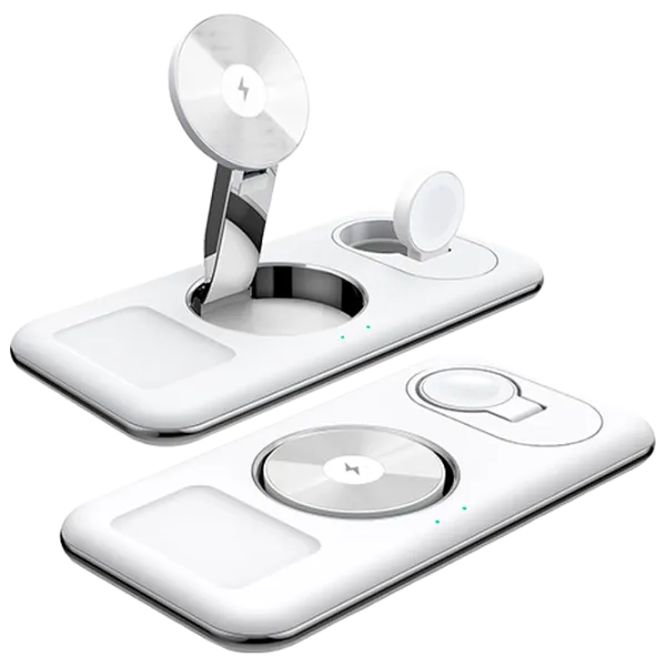 Încărcător wireless Alkaya 3 in 1 Stand  / White photo 1