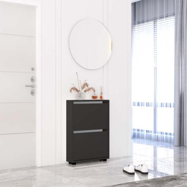 Dulap pentru încălțăminte Mobildor-Lux LEO Slim 86 x 70 x 16 /Anthracite /Anthracite photo 2