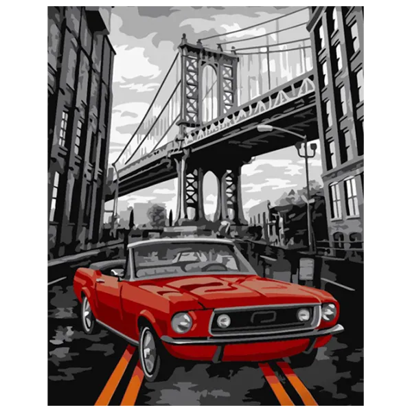 Pictură pe numere Strateg Mustang pe pod DY429 50 x 40 cm / Verticală photo 1 Pictură pe numere Strateg Mustang pe pod DY429 50 x 40 cm / Verticală photo 1