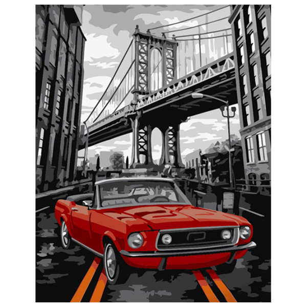 Pictură pe numere Strateg Mustang pe pod DY429 50 x 40 cm / Verticală photo 1 Pictură pe numere Strateg Mustang pe pod DY429 50 x 40 cm / Verticală photo 1
