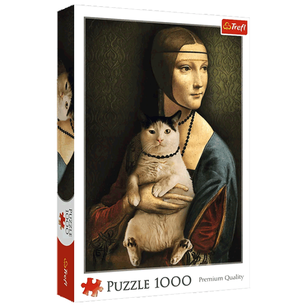 Puzzle Trefl Lady with Cat 10+/ Numărul de piese: 1000 photo 1