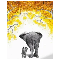 Pictură pe numere Strateg Familia de elefanți DY432 50 x 40 cm / Verticală