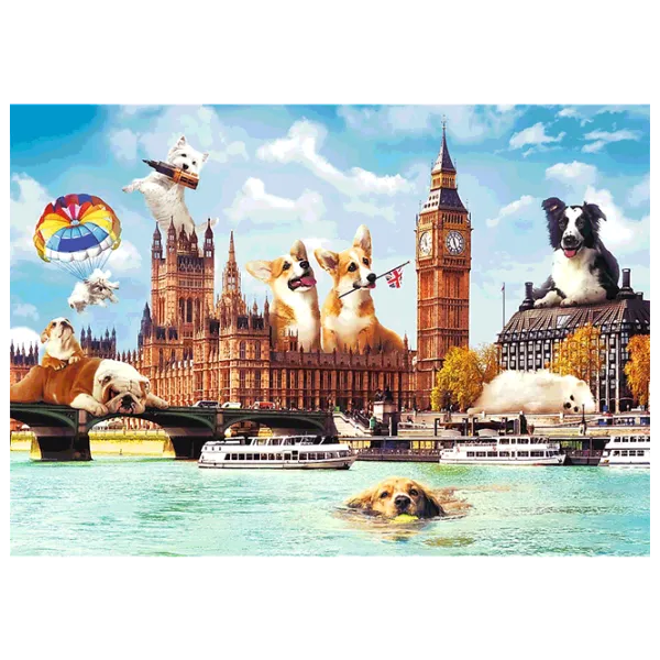 Puzzle Trefl Funny Cities Dogs in London 12+/ Numărul de piese: 1000 photo 2 Puzzle Trefl Funny Cities Dogs in London 12+/ Numărul de piese: 1000 photo 2