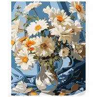 Картина по номерам Strateg Ваза с белоснежными ромашками SS1066 40 x 30 cm / Вертикальная