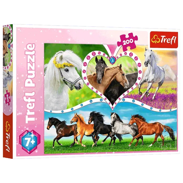 Puzzle Trefl Beautiful horses 7+/ Numărul de piese: 200 photo 1