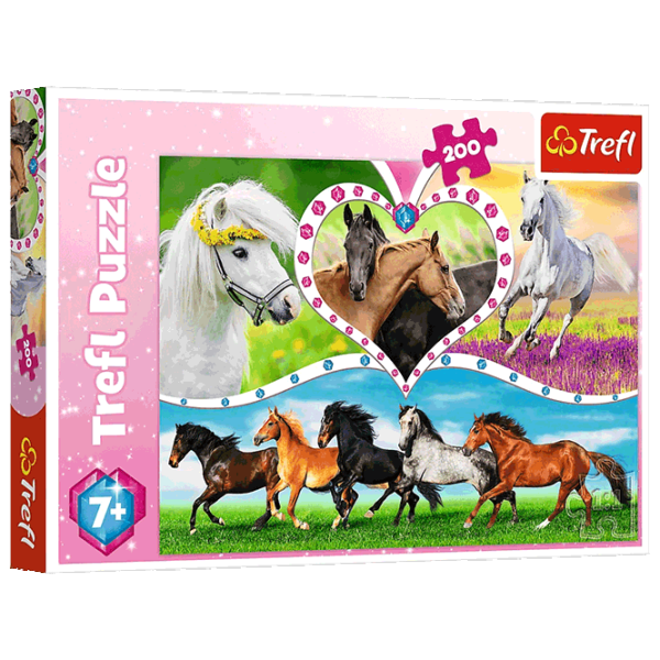Puzzle Trefl Beautiful horses 7+/ Numărul de piese: 200 photo 1
