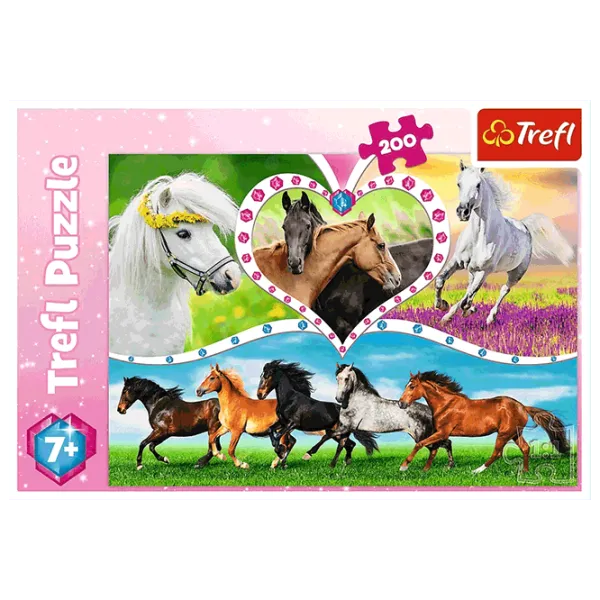 Puzzle Trefl Beautiful horses 7+/ Numărul de piese: 200 photo 3