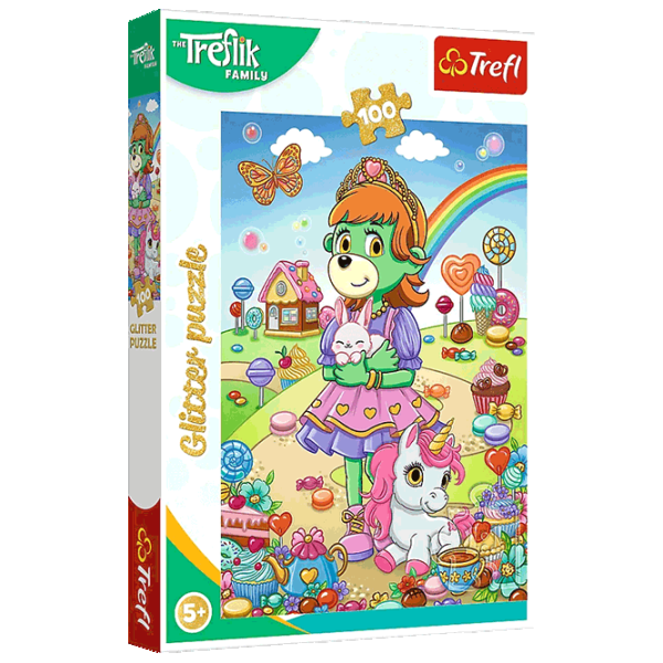 Puzzle Trefl Glitter Trefliki 5+/ Количество деталей: 100 photo 1 Puzzle Trefl Glitter Trefliki 5+/ Количество деталей: 100 photo 1