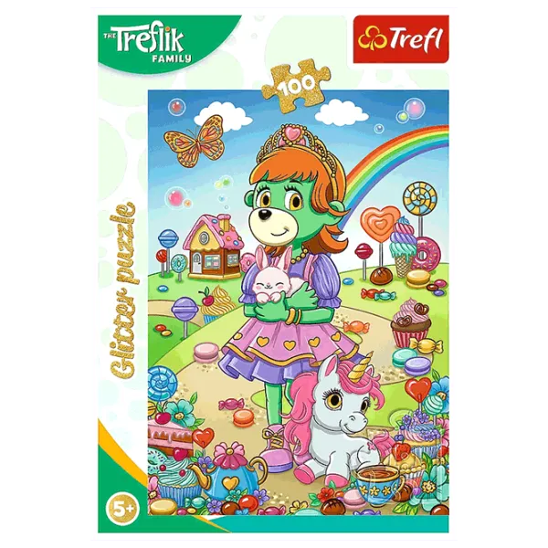 Puzzle Trefl Glitter Trefliki 5+/ Количество деталей: 100 photo 3 Puzzle Trefl Glitter Trefliki 5+/ Количество деталей: 100 photo 3