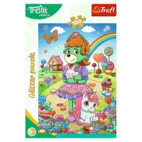 Puzzle Trefl Glitter Trefliki 5+/ Numărul de piese: 100 photo 3