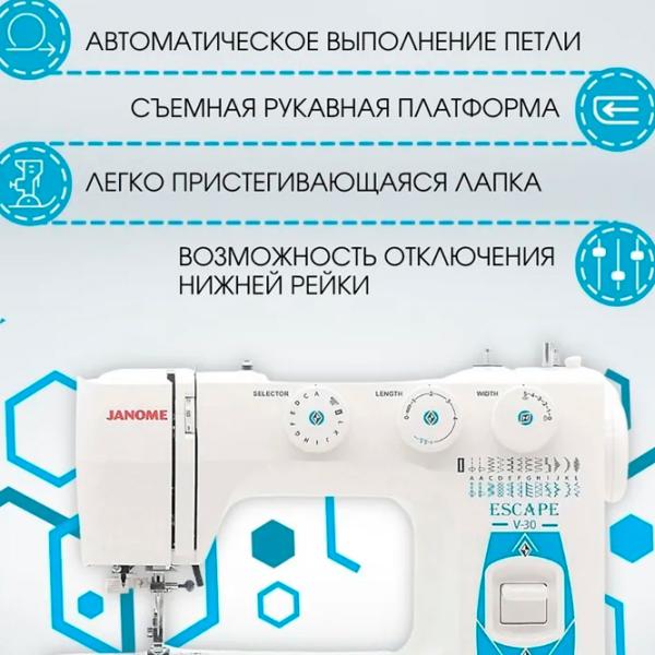 Mașină de cusut Janome Escape V-30  / White photo 3