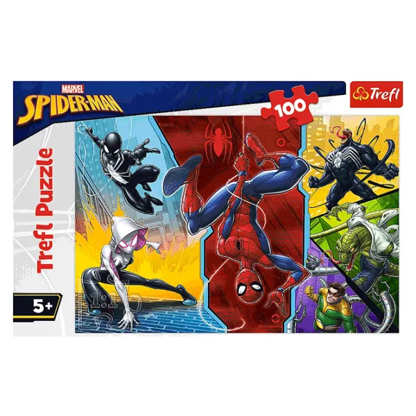 Puzzle Trefl Upside down Spiderman 5+/ Numărul de piese: 100 photo 2 Puzzle Trefl Upside down Spiderman 5+/ Numărul de piese: 100 photo 2