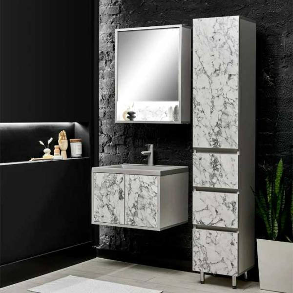 Dulap cu oglindă Aquatoria 102_600 75 x 60 x 16 / Oglindă / Gray photo 2