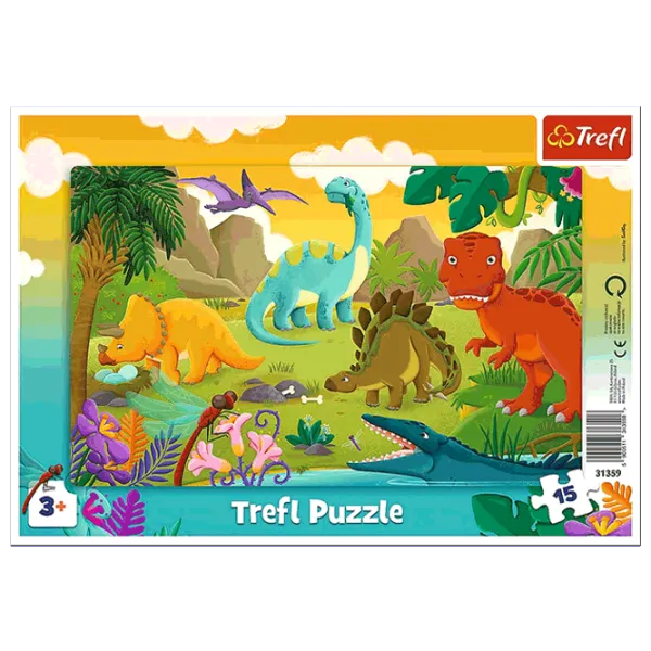 Puzzle Trefl Dinosaurs 3+/ Numărul de piese: 15 photo 1