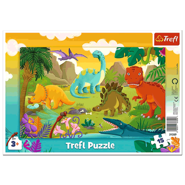 Puzzle Trefl Dinosaurs 3+/ Numărul de piese: 15 photo 1