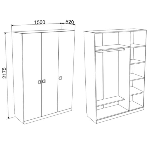 Шкаф Ambianta 3D Amigo 150 x 52см x 217 / ЛДСП / Артизан крем photo 2 Шкаф Ambianta 3D Amigo 150 x 52см x 217 / ЛДСП / Артизан крем photo 2
