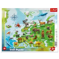 Puzzle Trefl Europe Map with Animals 4+/ Numărul de piese: 25