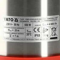 Погружной насос Yato YT85287 550 Вт 4600 л/ч photo 4