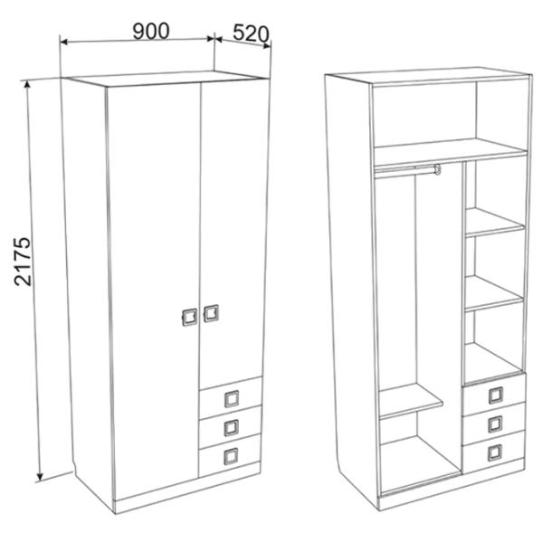 Dulap Ambianta 2D Amigo 90 x 52 x 217 / PAL / Gri deschis photo 2 Dulap Ambianta 2D Amigo 90 x 52 x 217 / PAL / Gri deschis photo 2