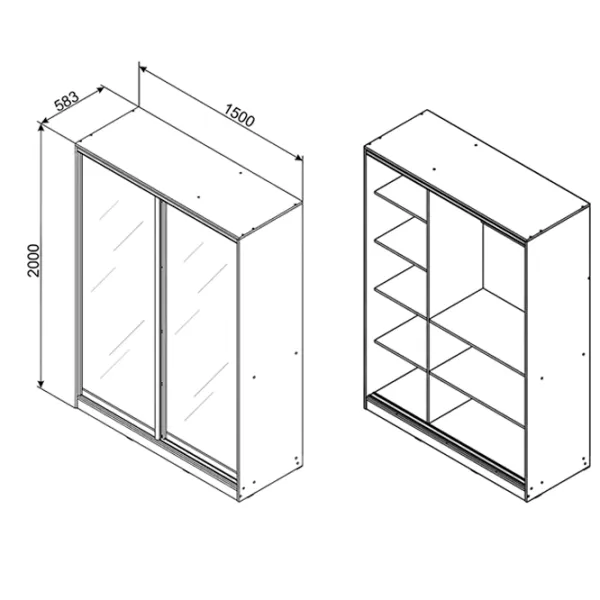Dulap Ambianta Happy 150 x 58 x 200 / PAL / Alb photo 2 Dulap Ambianta Happy 150 x 58 x 200 / PAL / Alb photo 2