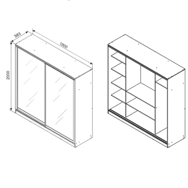 Шкаф Ambianta Happy 180 x 58см x 200 / ЛДСП / Белый photo 3 Шкаф Ambianta Happy 180 x 58см x 200 / ЛДСП / Белый photo 3
