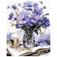 Картина по номерам Strateg Фиалки в весе SS1109 40 x 30 cm / Вертикальная