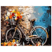 Картина по номерам Strateg Цветочный велосипед у стены SS1146 40 x 30 cm / Горизонтальная