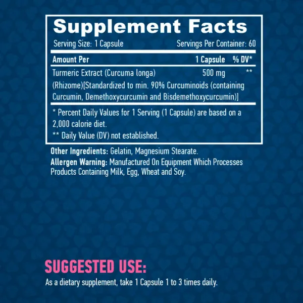 Antioxidanți Haya Labs Curcumin - Turmeric Extract 500mg (853809007417) Numărul de capsule: 60 photo 2