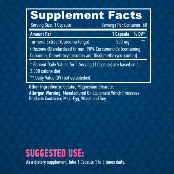 Antioxidanți Haya Labs Curcumin - Turmeric Extract 500mg (853809007417) Numărul de capsule: 60 photo 2