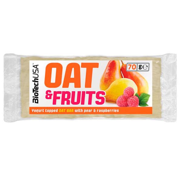 Batoane proteice BioTechUSA Oat and fruits bar Iaurt, pară, zmeură (5999076206704) 70 g photo 1