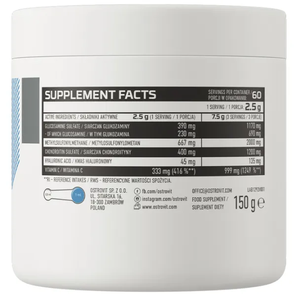 Condroprotectoare OstroVit Glucos + MSM + Chondr (5903933918426) 2.5 g photo 3