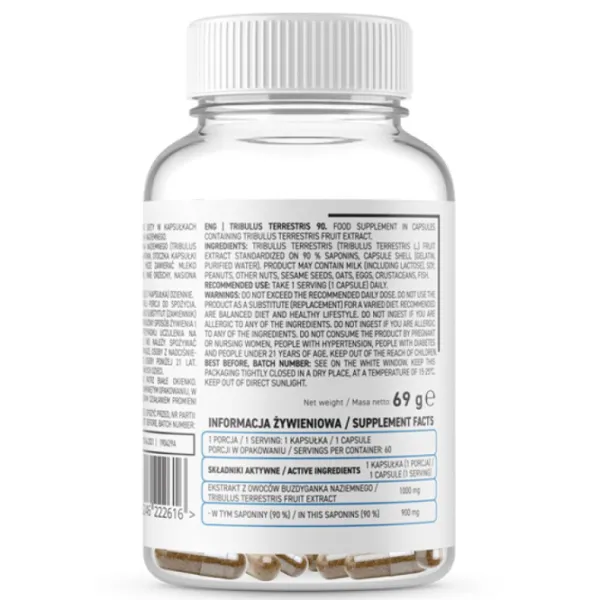 Stimulatoare de testosteron OstroVit Tribulus Terrestris 90 (5903246222616) 60 photo 2