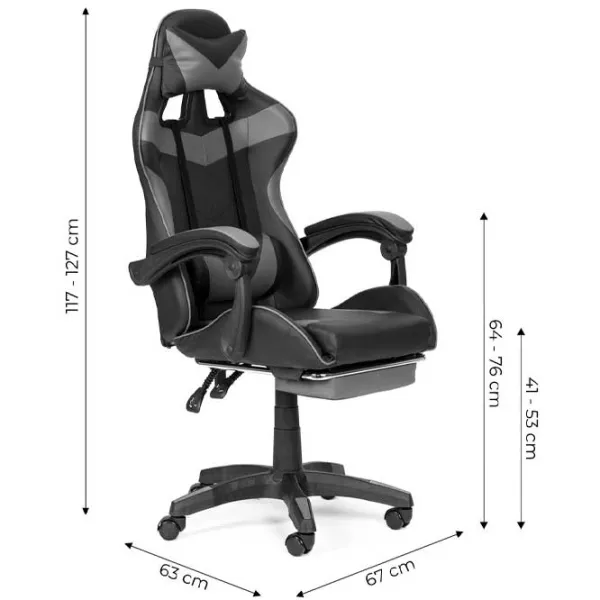 Scaun Gaming Modern Home VGC-7G-2 Black Gray photo 6