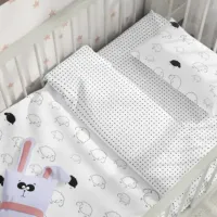 Lenjerie de pat pentru copii TEP Tepik Ovechka Dolli (019333) Bumbac/ White Black photo 2