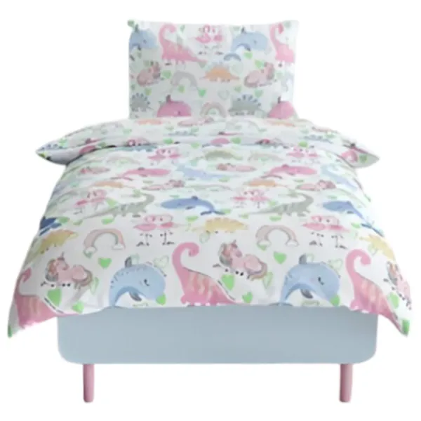 Lenjerie de pat pentru copii TEP Tepik Dino (019335) Bumbac/ White Multicolor photo 1