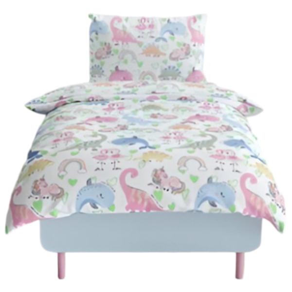 Lenjerie de pat pentru copii TEP Tepik Dino (019335) Bumbac/ White Multicolor photo 1