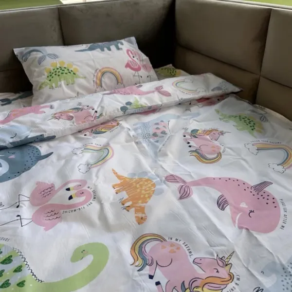 Lenjerie de pat pentru copii TEP Tepik Dino (019335) Bumbac/ White Multicolor photo 2