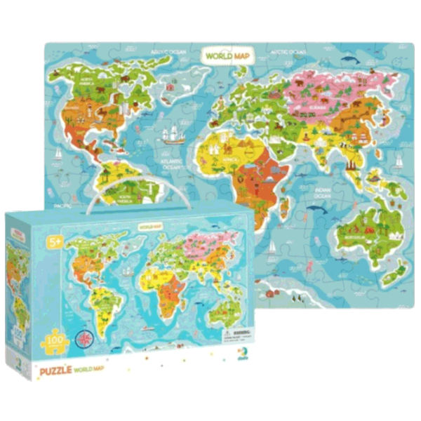 Puzzle DoDo Карта мира 5+/ Количество деталей: 100 photo 2 Puzzle DoDo Карта мира 5+/ Количество деталей: 100 photo 2