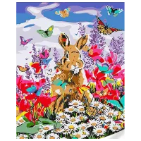 Картина по номерам Strateg Кролик среди цветов SS1116 40 x 30 cm / Вертикальная