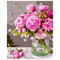 Картина по номерам Strateg Пионы в уютном интерьере SS1053 40 x 30 cm / Вертикальная