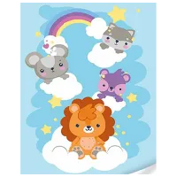 Картина по номерам Strateg Милые зверьки на облачках SS1079 40 x 30 cm / Вертикальная
