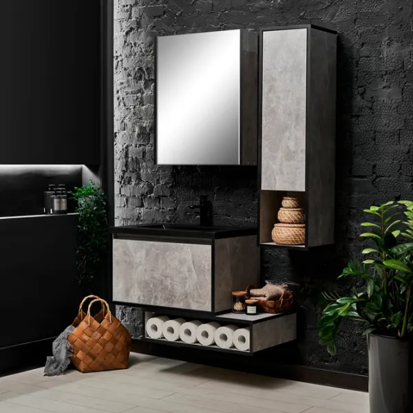 Шкаф с умывальником Montebella Loft Настенная / ЛДСП / Серый photo 3