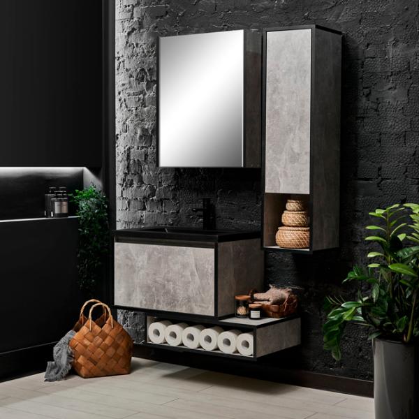 Шкаф с умывальником Montebella Loft Настенная / ЛДСП / Серый photo 3