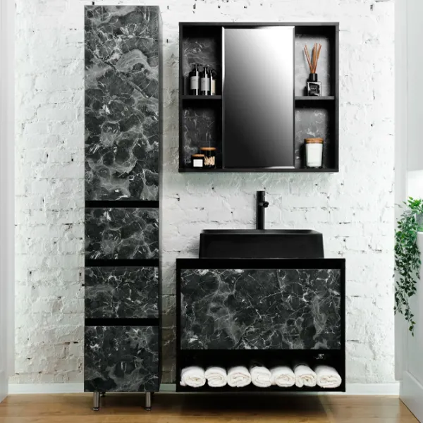 Dulap cu lavoar Montebella Sirius Pe perete / PAL / Black photo 3